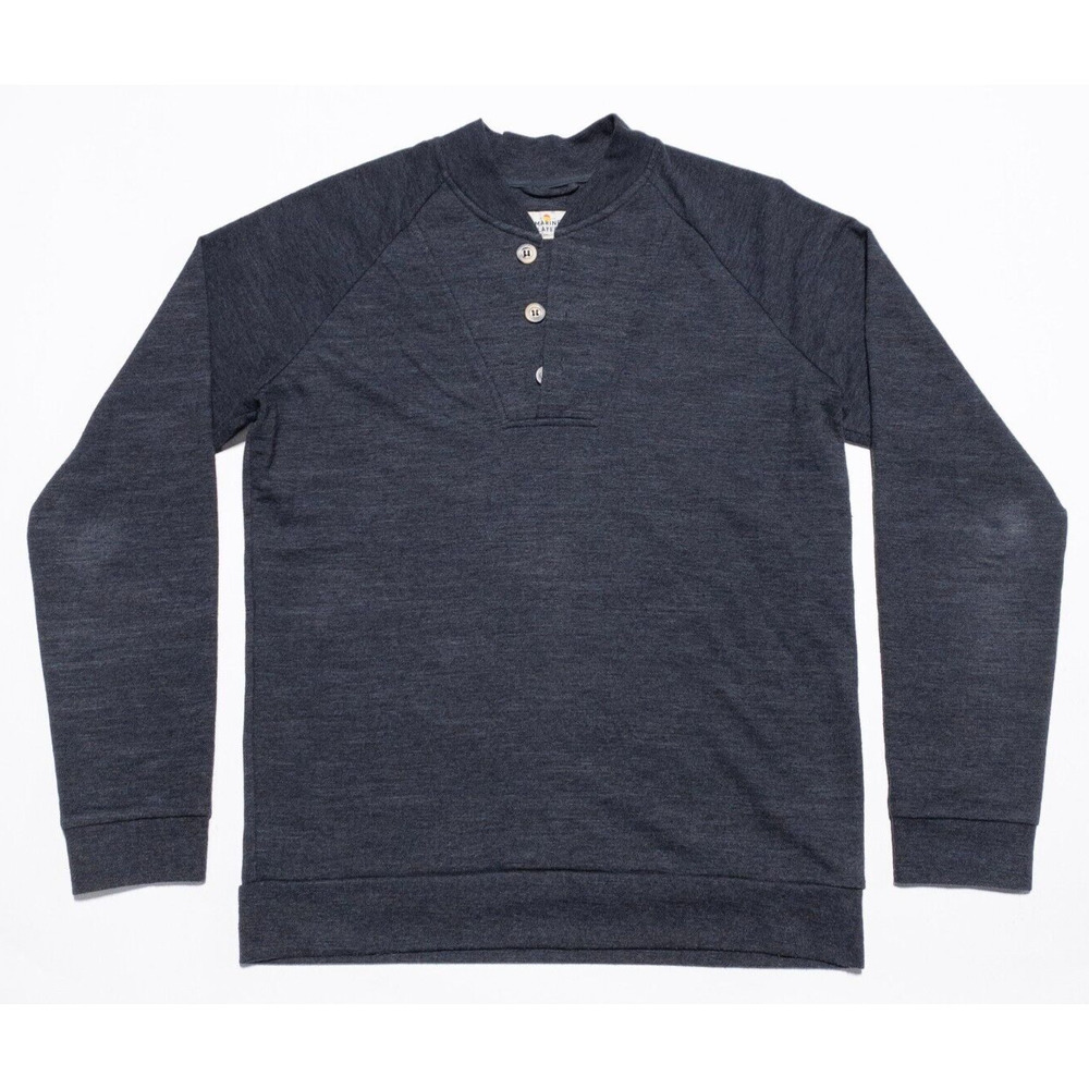 Marine Layer Sweater Men's Small Henley Pullover USA Cotton Polyester Rayon Gray